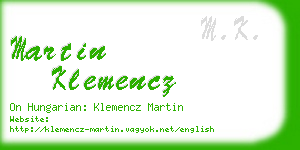 martin klemencz business card